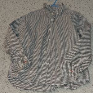 Mini boden light brown gingham shirt 7 8